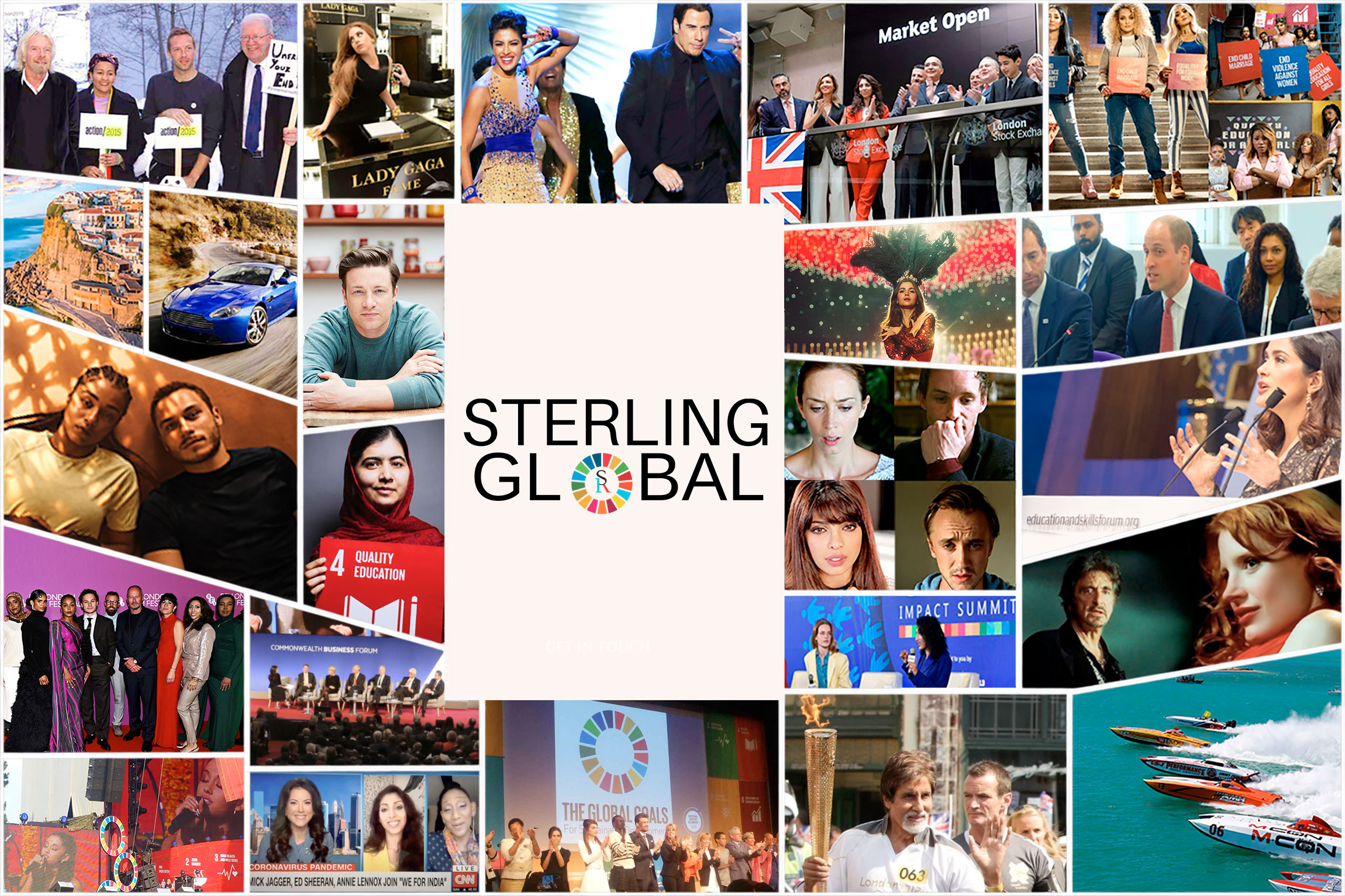 Sterling Global editorial photo collage with the message Ideas move the world.